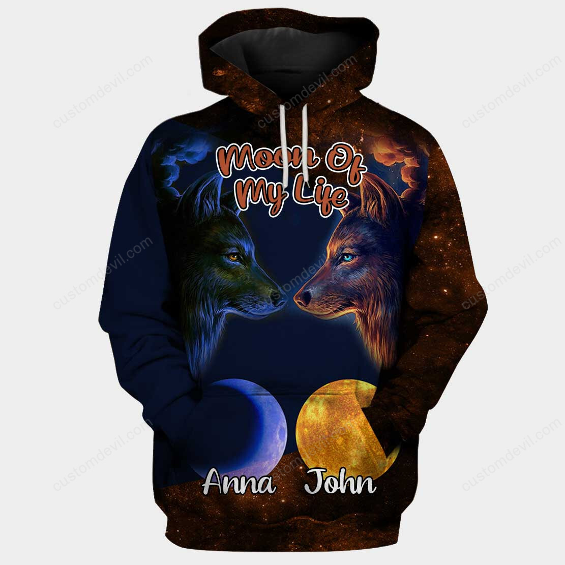 Personalized My Sun And Stars Moon Of My Life Wolf Couple Hoodies 3D Full Printing