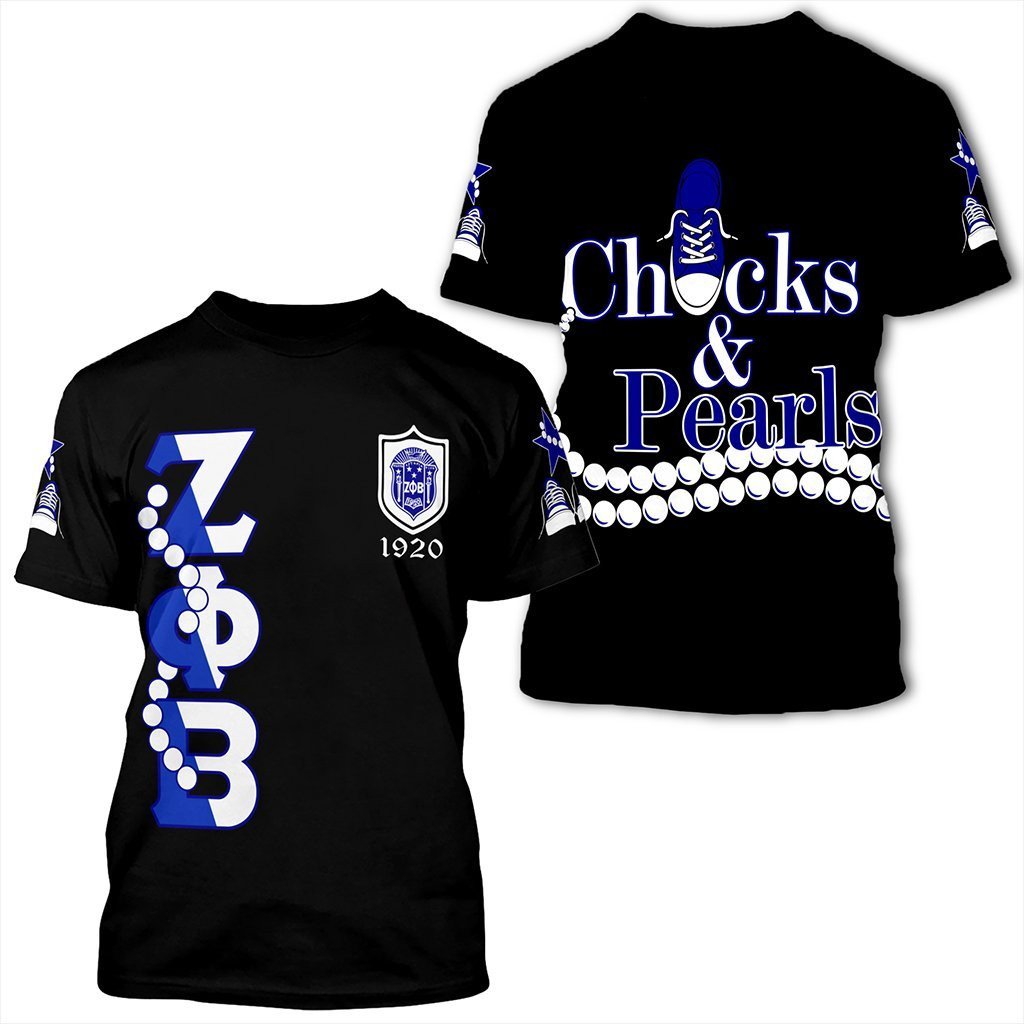 Sorority Tshirt – Zeta Phi Beta Pearls K.H Chucks And Pearls Tee