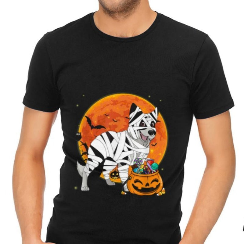 Cute Border Collie Dog With Candy Pumpkin Halloween Gift Men Women T shirt