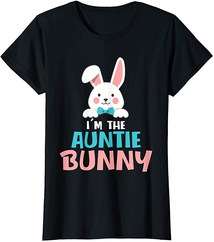 Womens I’m The Auntie Bunny Matching Family Easter Bunny Face T-Shirt