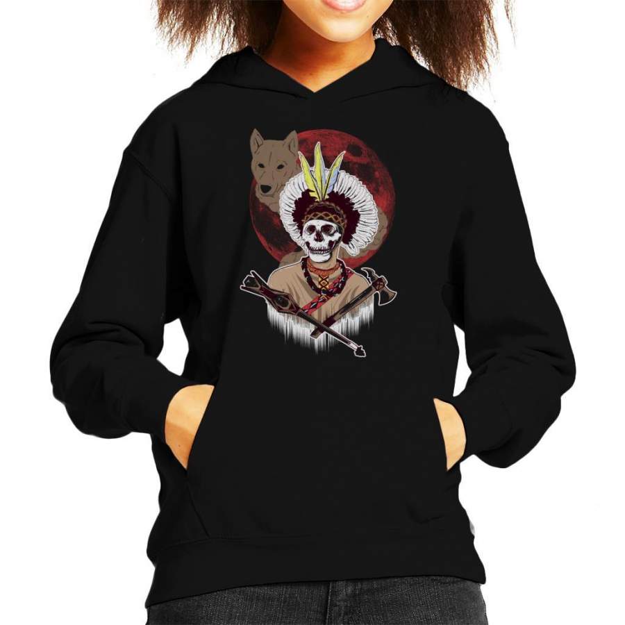 Apache Wolf Moon Kid’s Hooded Sweatshirt