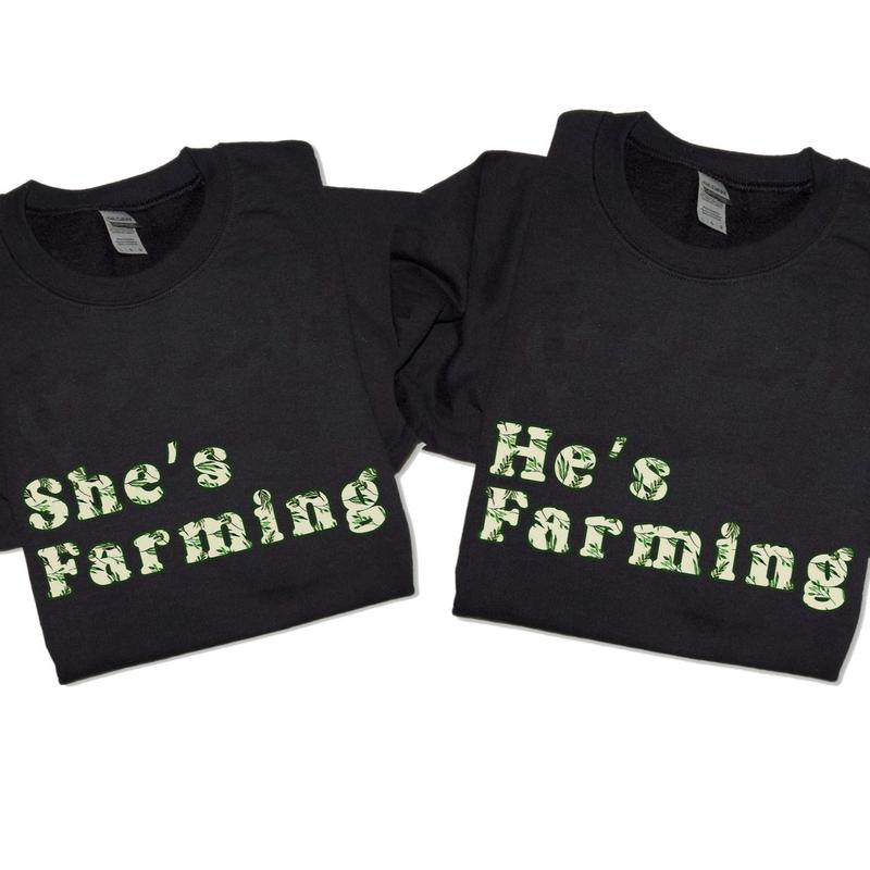 He’s Farming – She’s Farming Watercolor Tropical Pattern Unisex Crewneck Sweatshirt