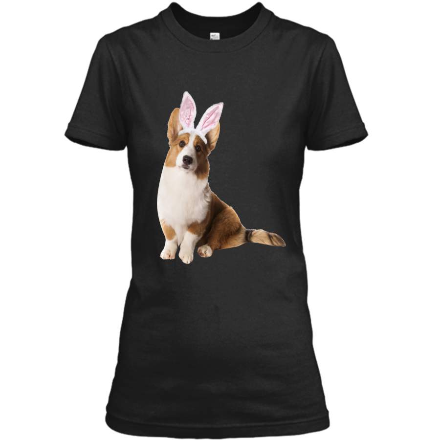 Cardigan Welsh Corgi Wearing Easter Bunny Ears Dog T-Shirt Ladies Custom