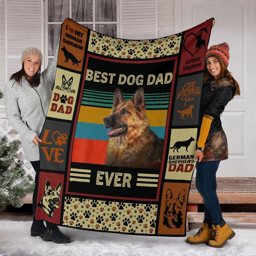 German Shepherd Blanket Best Dog Dad Ever, Christmas Gift, Dog Lover Blanket