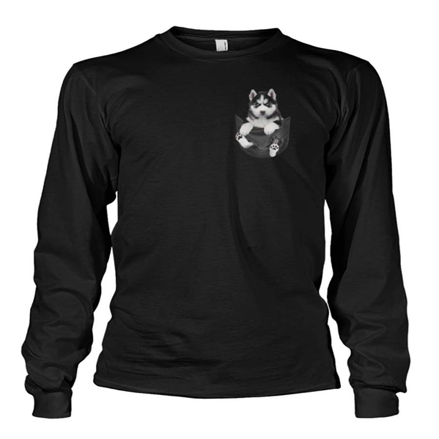 Puppy Husky In The Pocket Unisex Long Sleeve