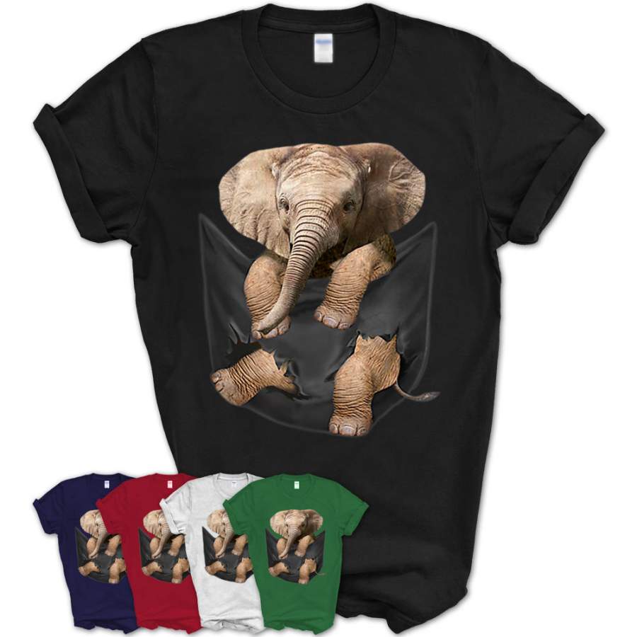 Funny Cute Baby Elephant Inside Pocket Animal Lover Shirt