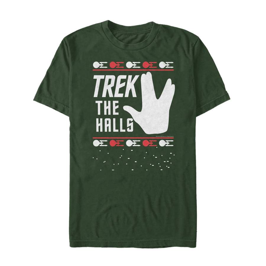 Star Trek Men’s Christmas Trek the Halls  T Shirt