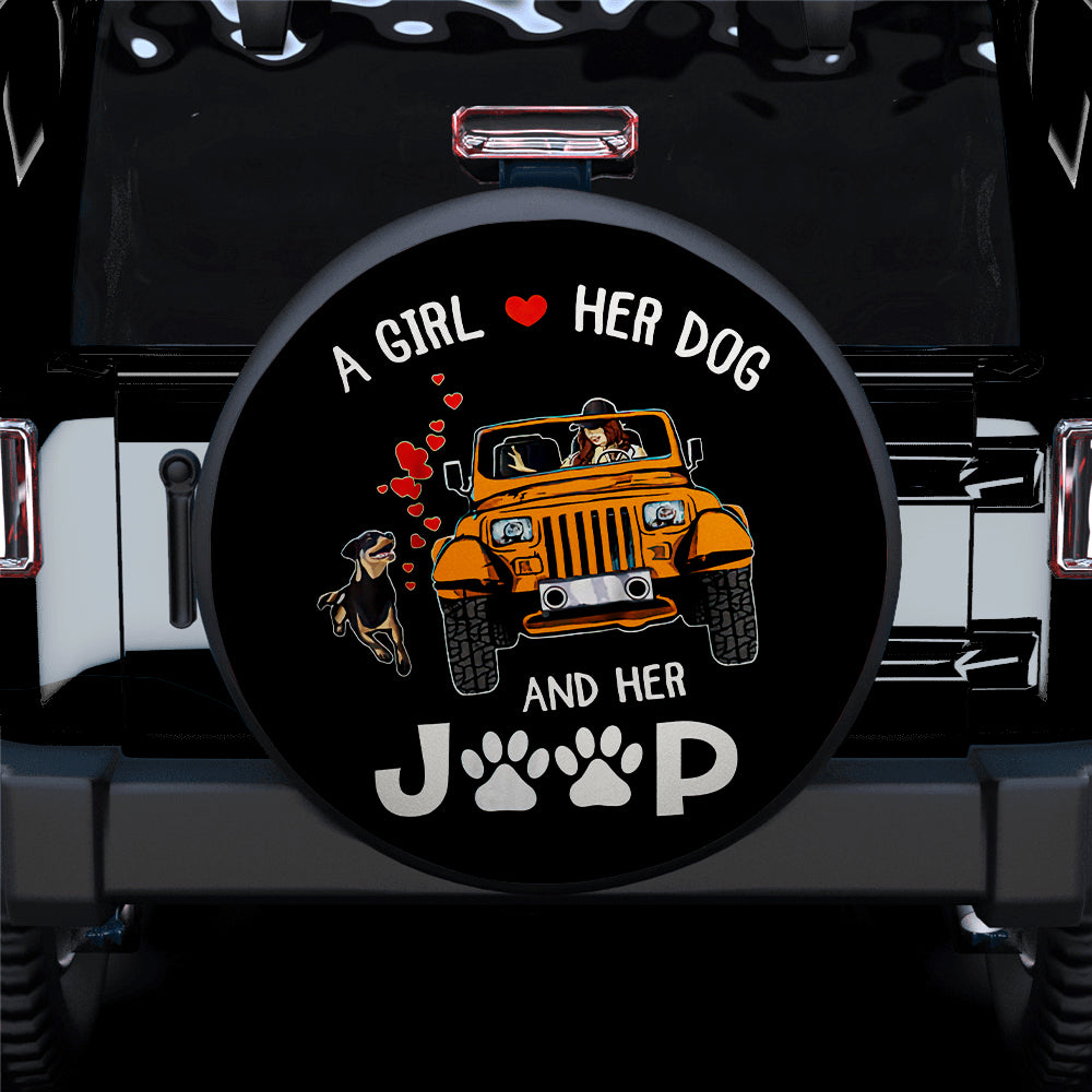 A Girl Love Her Dog And Her Jeep Orange Car Spare Tire Covers Gift For Campers