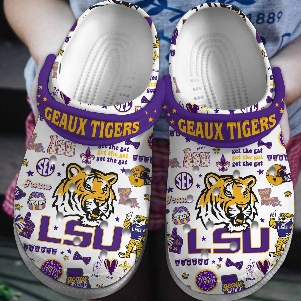 Louisiana State University Tigers NCAA Sport Crocss Crocband Clogs Shoes Comfortable For Men Women and Kids