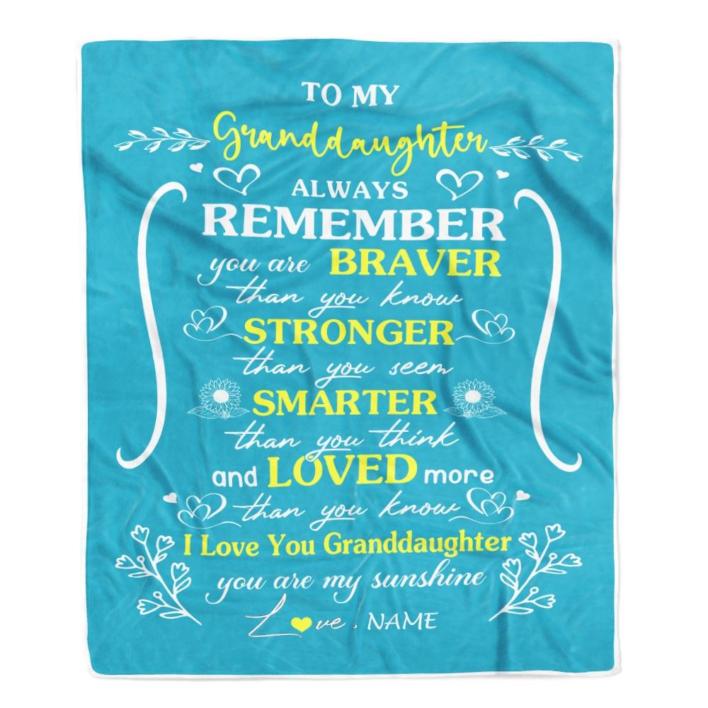 To My Granddaughter Fleece Blanket, Personalized Birthday Gift For Granddaughter From Grandma Blanket, You Are My Sunshine Blanket