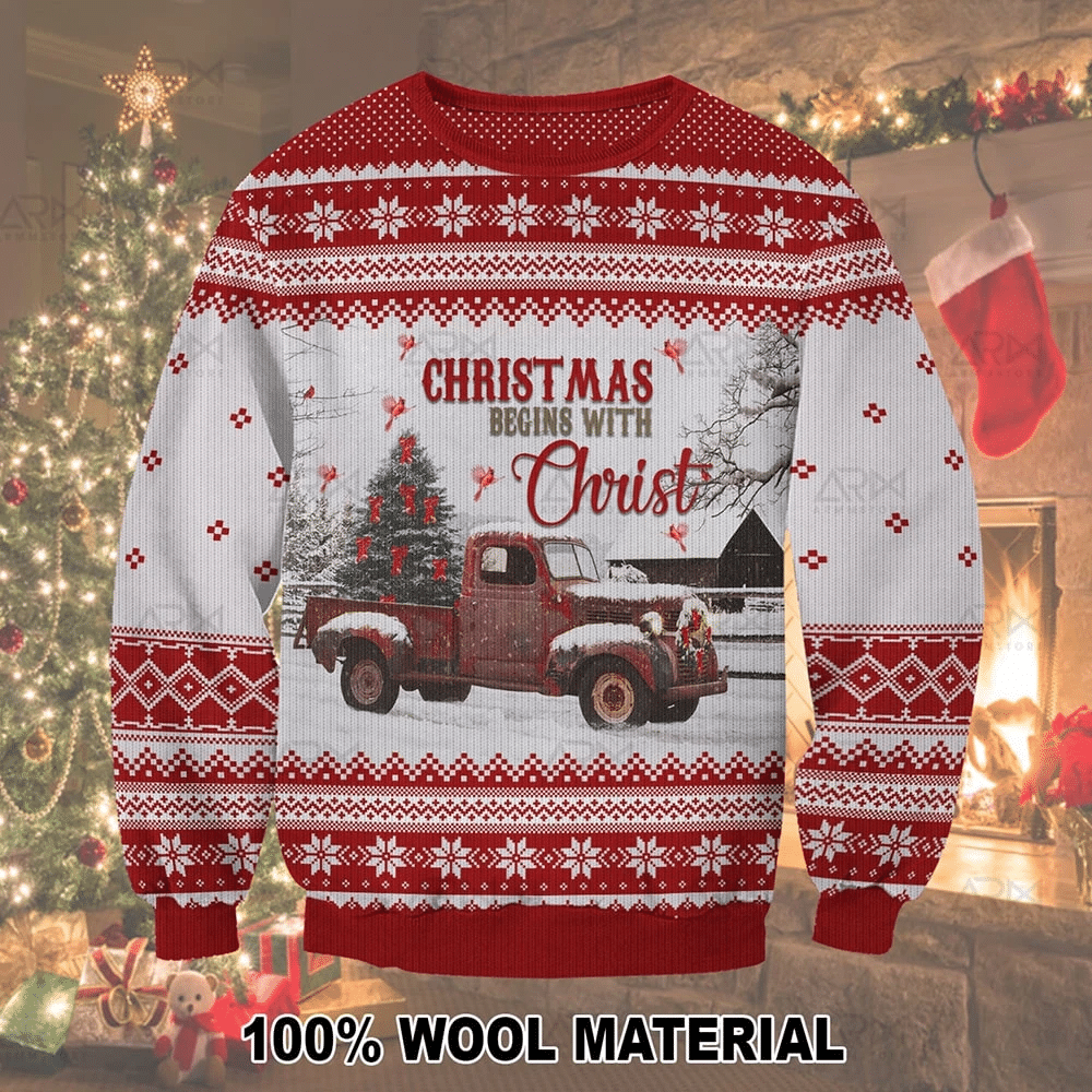 CHRISTMAS BEGINS WITH CHRIST CHRISTMAS UGLY SWEATER TN1512112