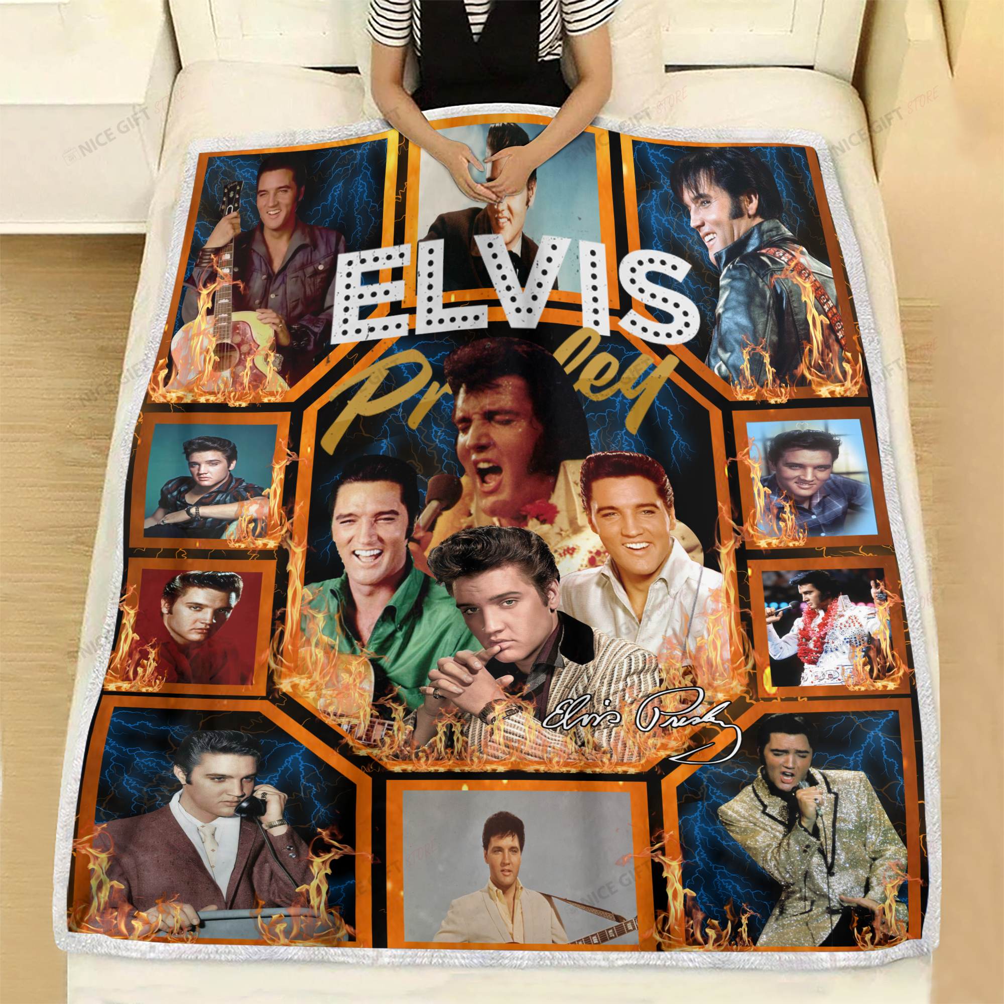 Elvis Presley Fleece Blanket Blk-P1F9