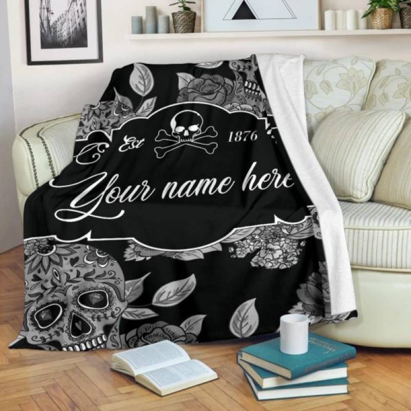 Sugar Skull Custom name Sherpa 1876 Blanket – LIMITED EDITION