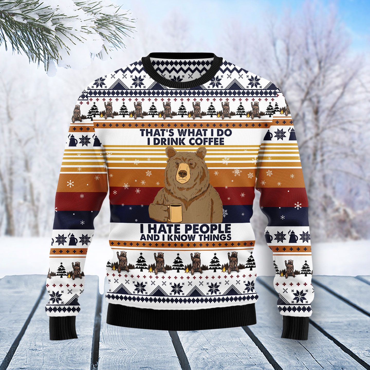 Bear Coffee T1011 Ugly Christmas Sweater