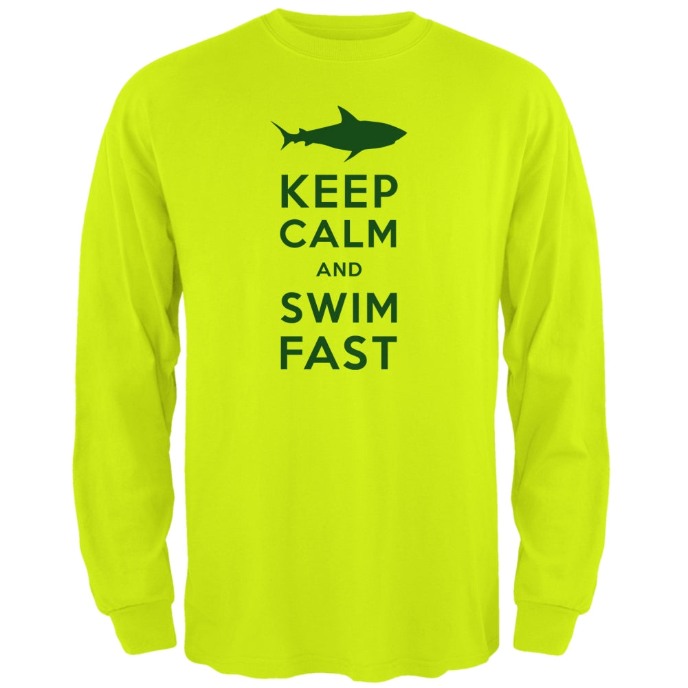 Shark Keep Calm And Swim Fast Mens Long Sleeve T Shirt