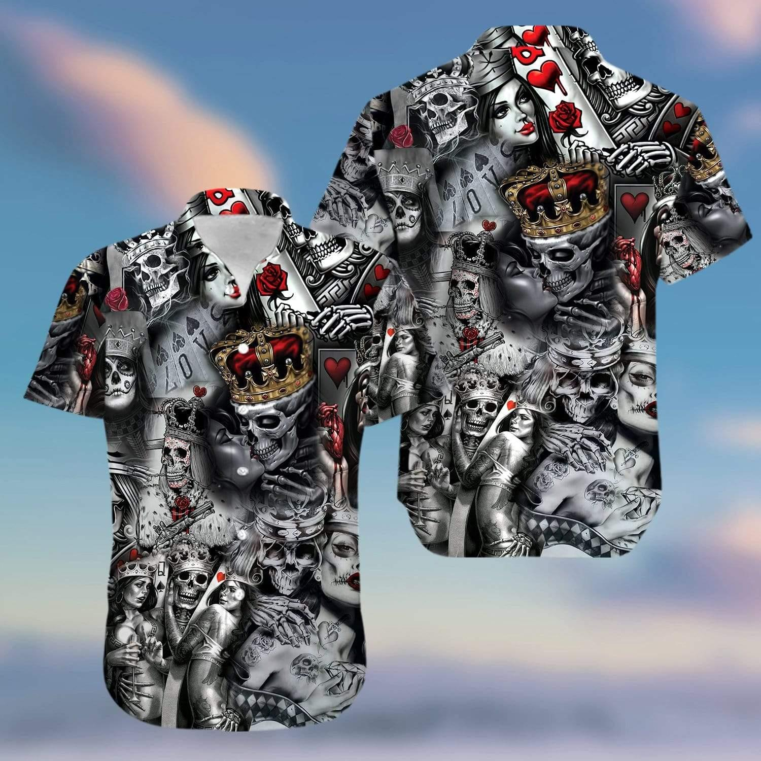 Love Is Blind Poker Skull Hawaii Shirt Crazy Funny Hawaii Vintage Hawaii Ha71081