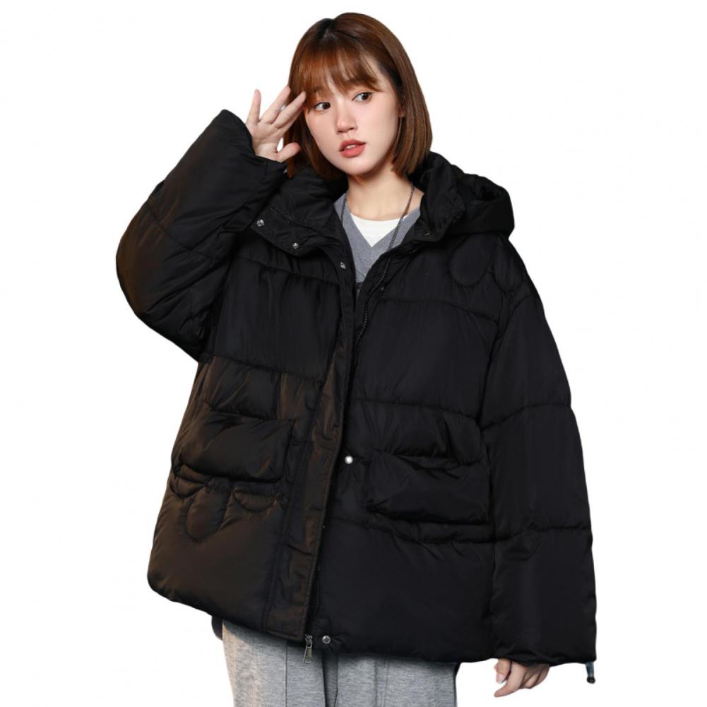 Winter Down Coat Stuffed Long Sleeves Solid Color Hooded Cardigan Keep Warm Zipper Thicken Casual Lady Winter Coat for Outdoor alx