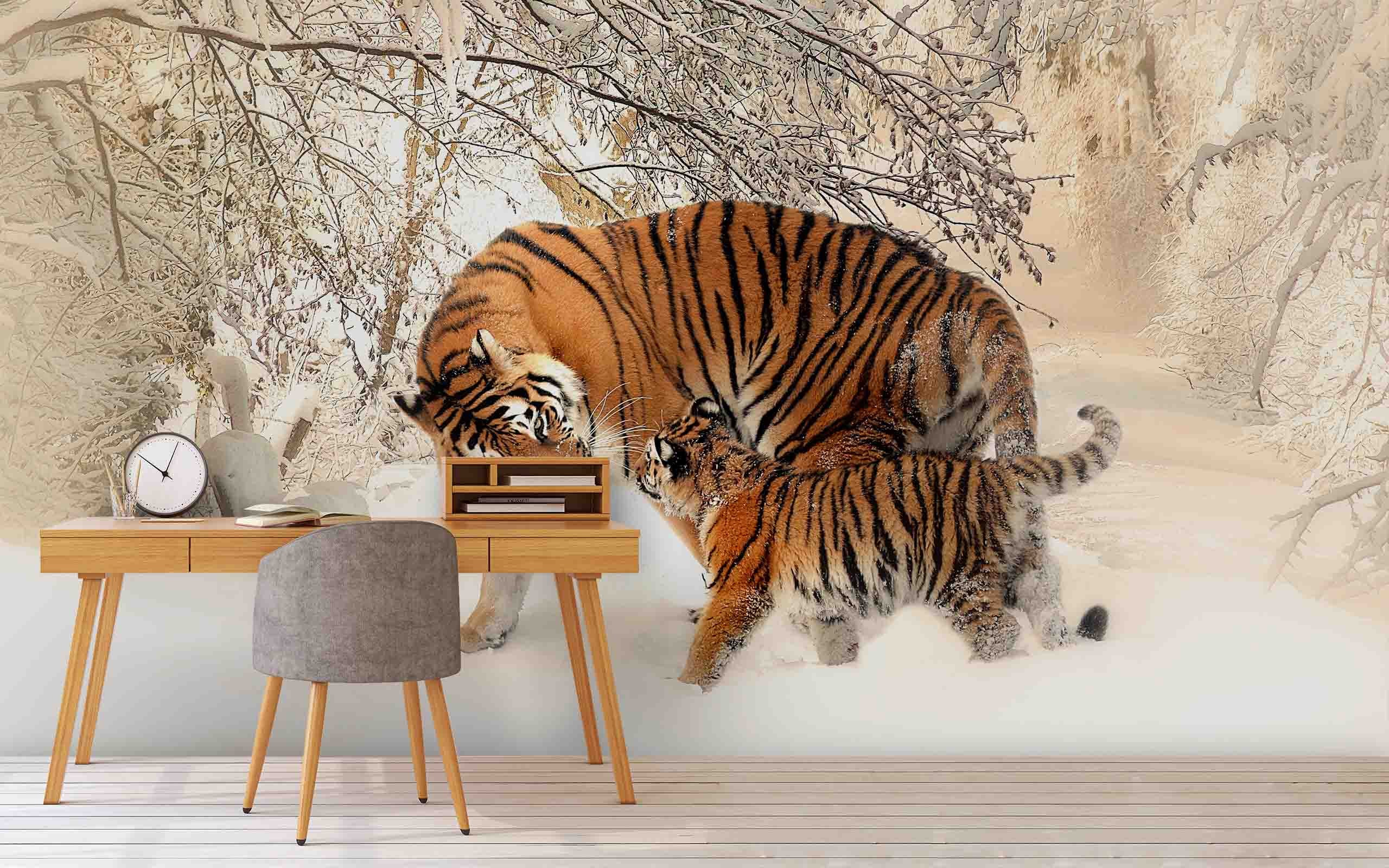 3D Animal Tiger Wall Mural Wallpaper Sf44