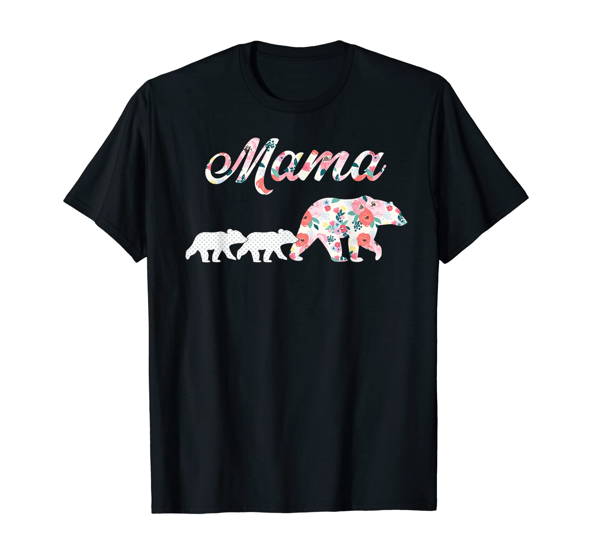 Floral Mama Bear, Mom of 2 Shirt,Mama Bear and 2 Cubs