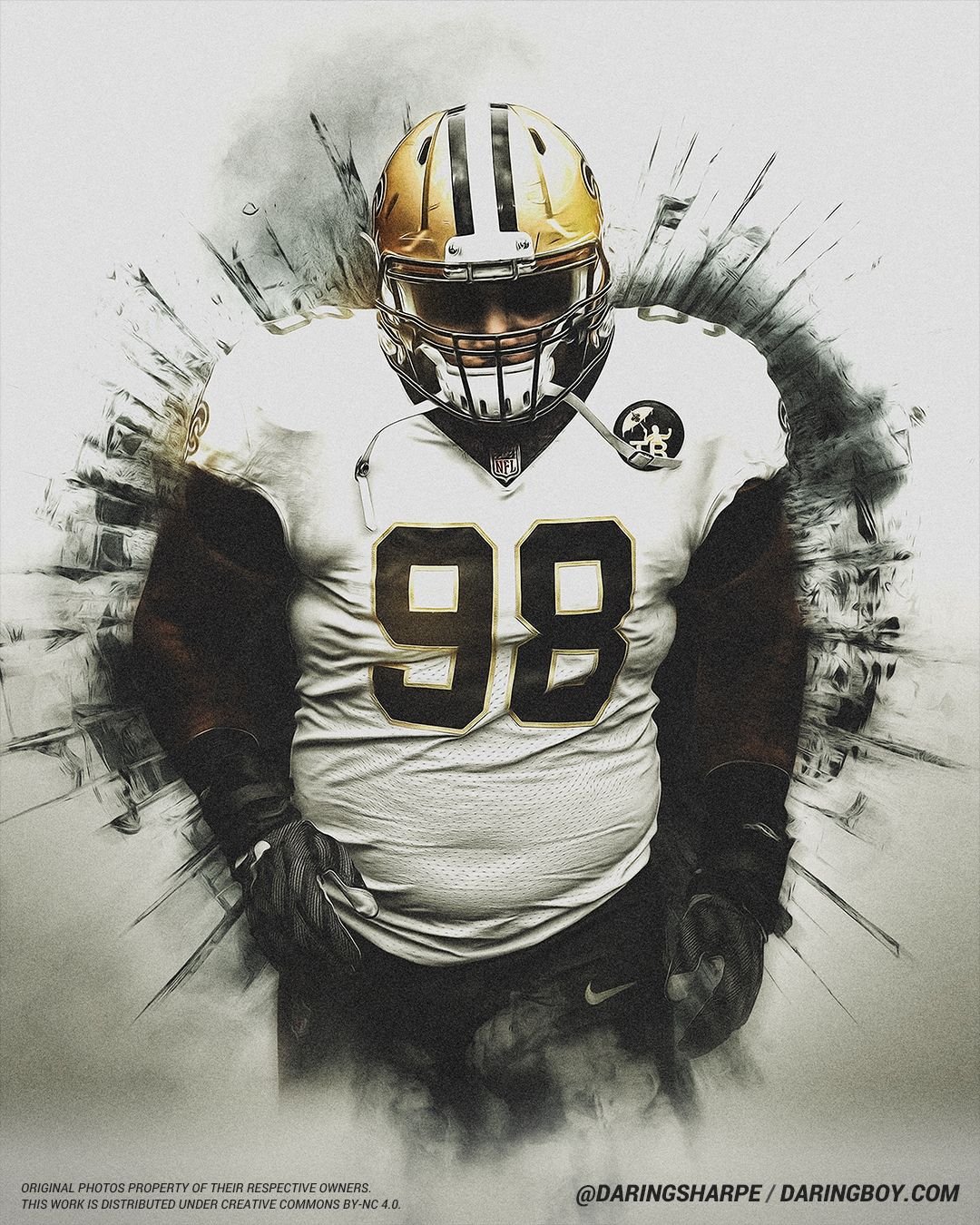 Sheldon Rankins #98 New Orleans Saints Poster Canvas poster canvas