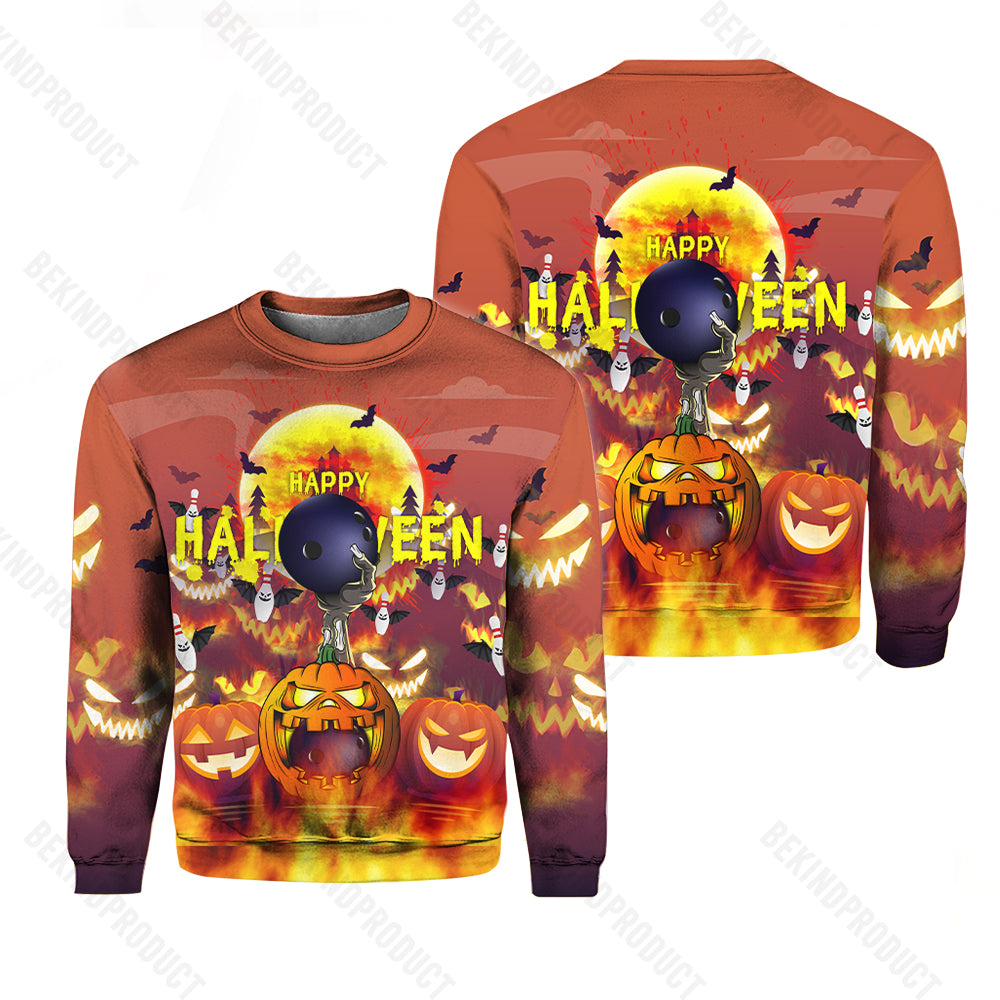 Halloween Bowling Pink And Colorful Crewneck Sweatshirt All Over Print Sweatshirt For Women Sweatshirt For Men Swn1046