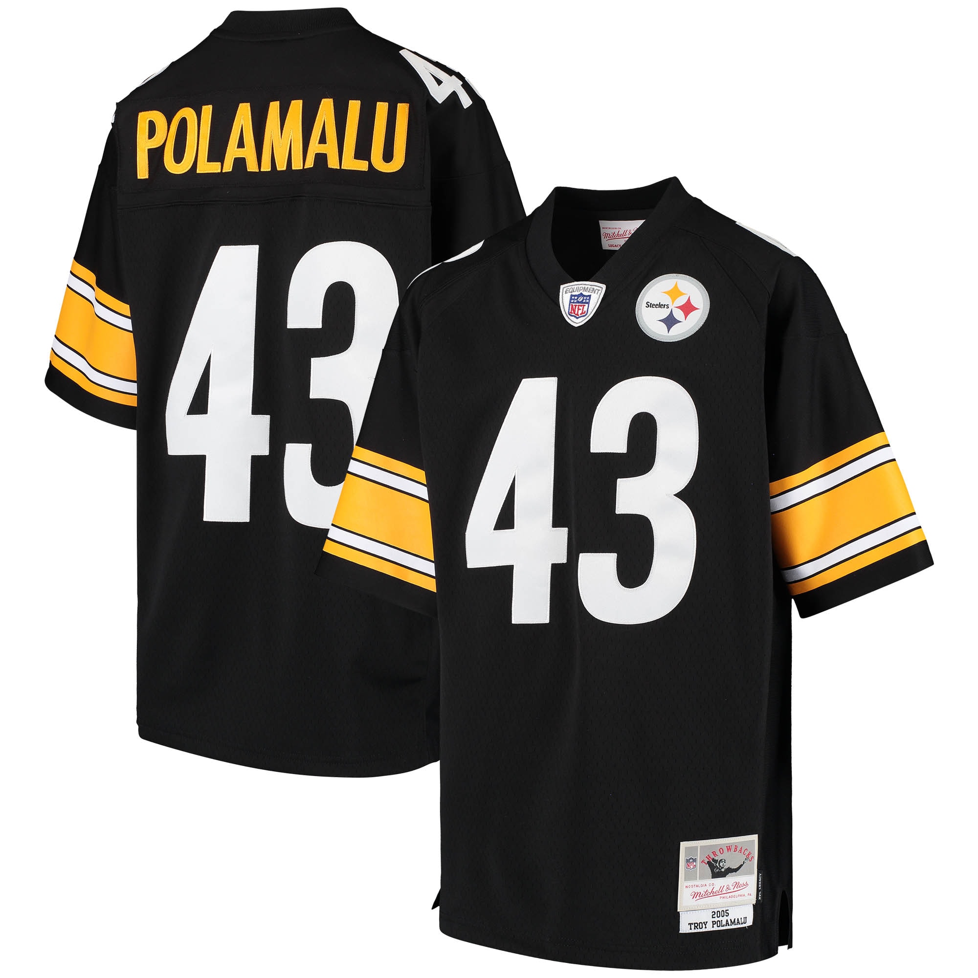 Troy Polamalu Pittsburgh Steelers Mitchell & Ness Youth 2005 Gridiron Classics Retired Player Legacy Jersey – Black