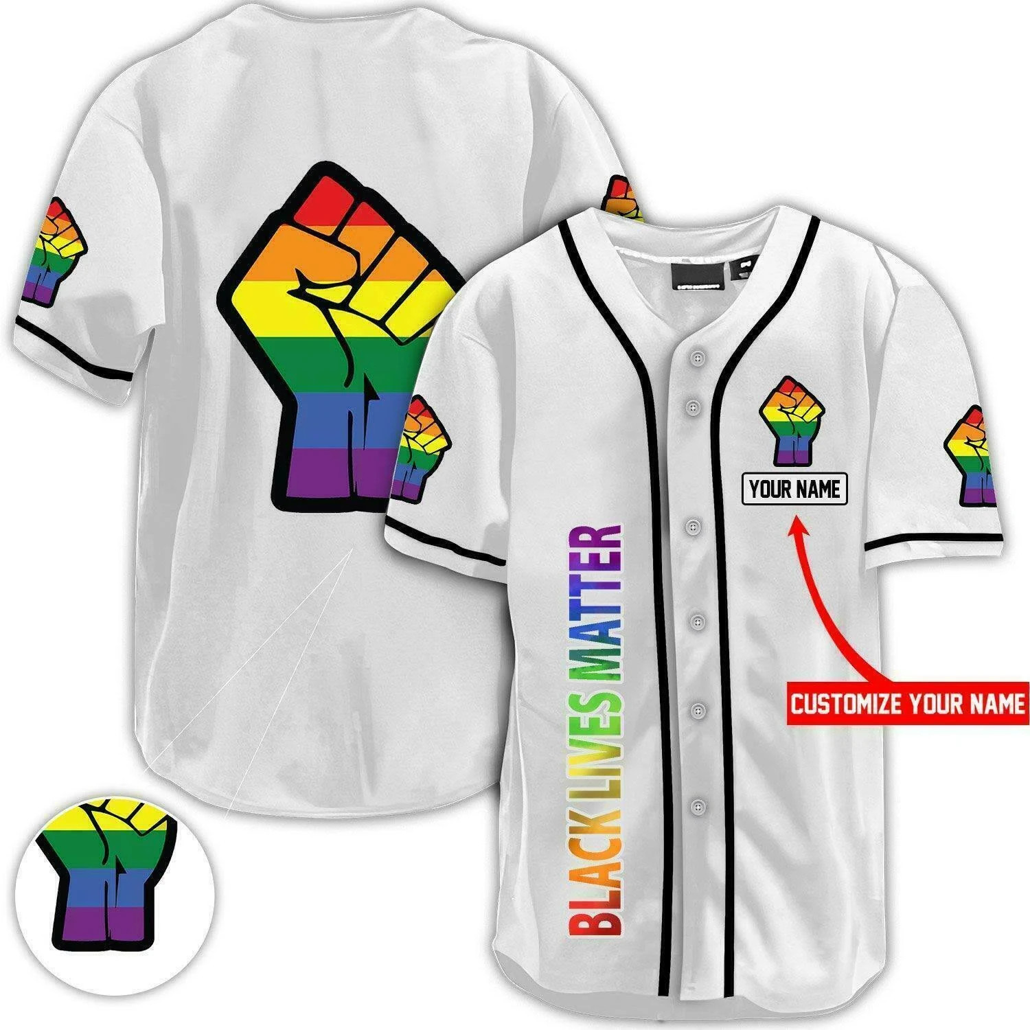 Custom Name Black Lives Matter Lgbt Juneteenth Day 3D  Baseball Shirt