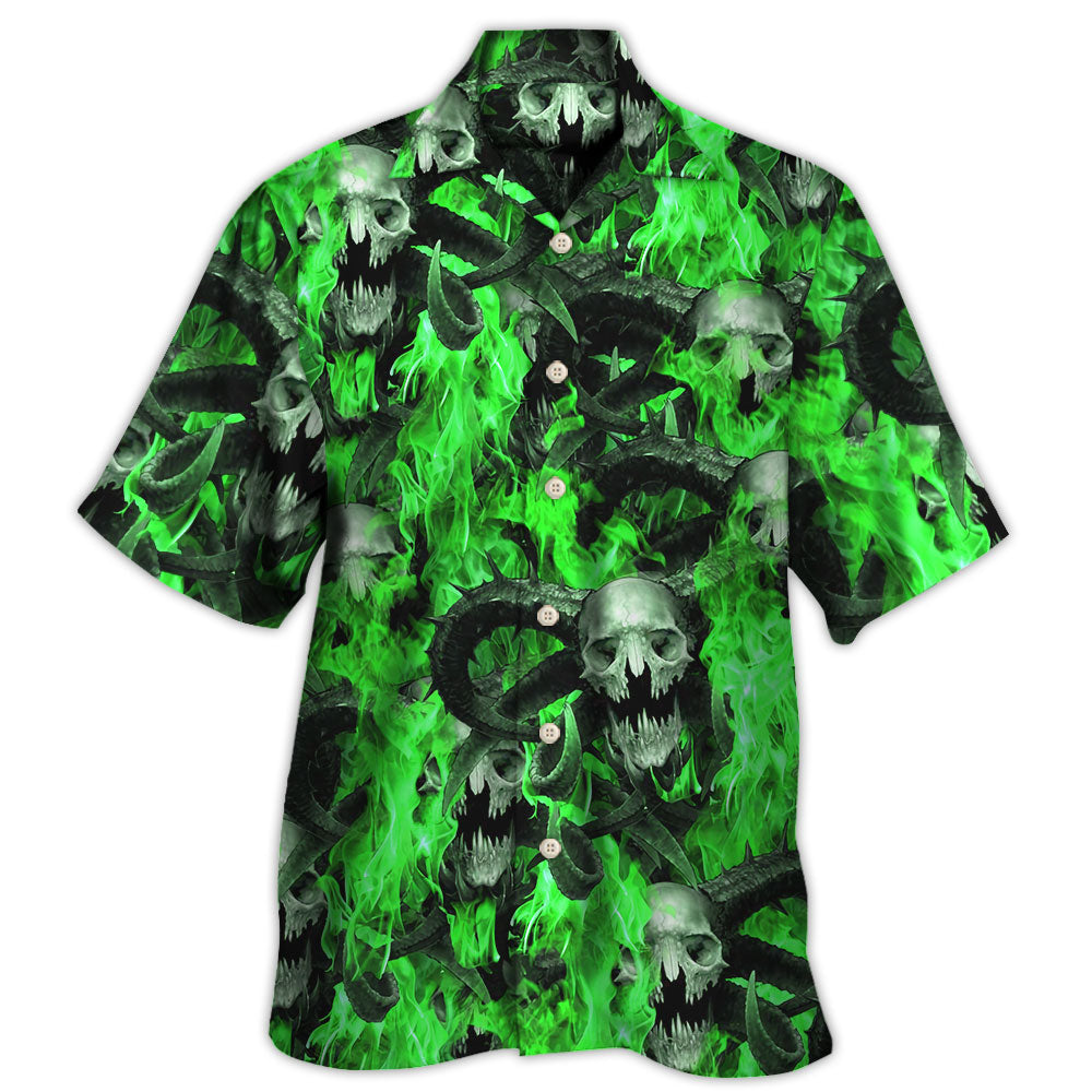 Skull Green Flame Burn Hawaii Shirt Ha83300