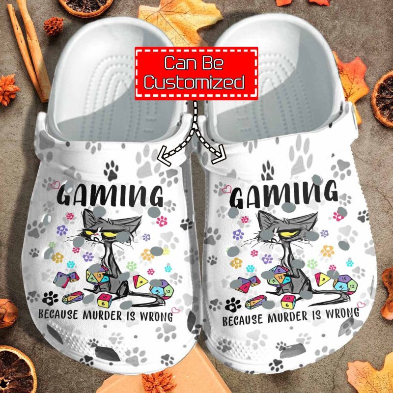 Custom Personalized Grumpy Cat Gaming Because Murder Is Wrong Clog Shoes