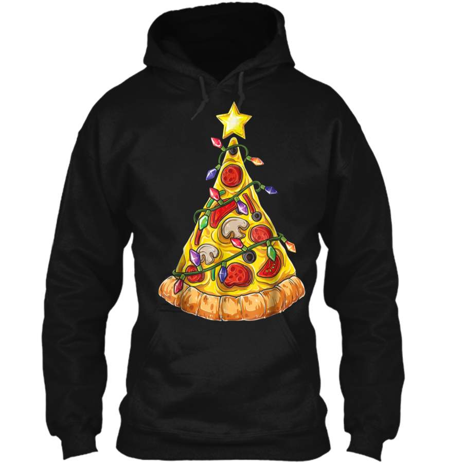 Christmas  for Men Boys Pizza Xmas Tree Crustmas Gifts Pullover Hoodie 8 oz
