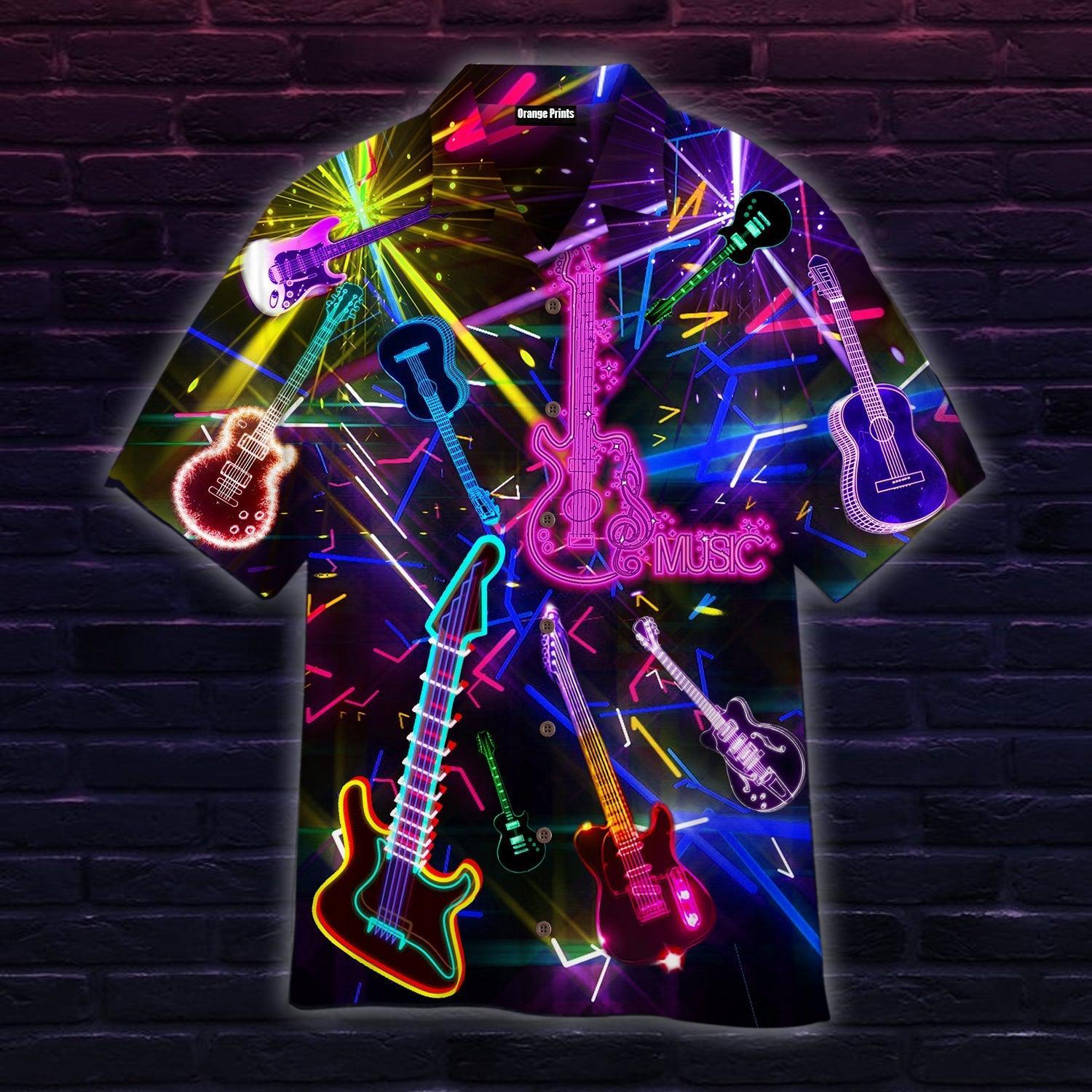 Guitar Neon Music Art Hawaii Shirt For Men Women Ha55256