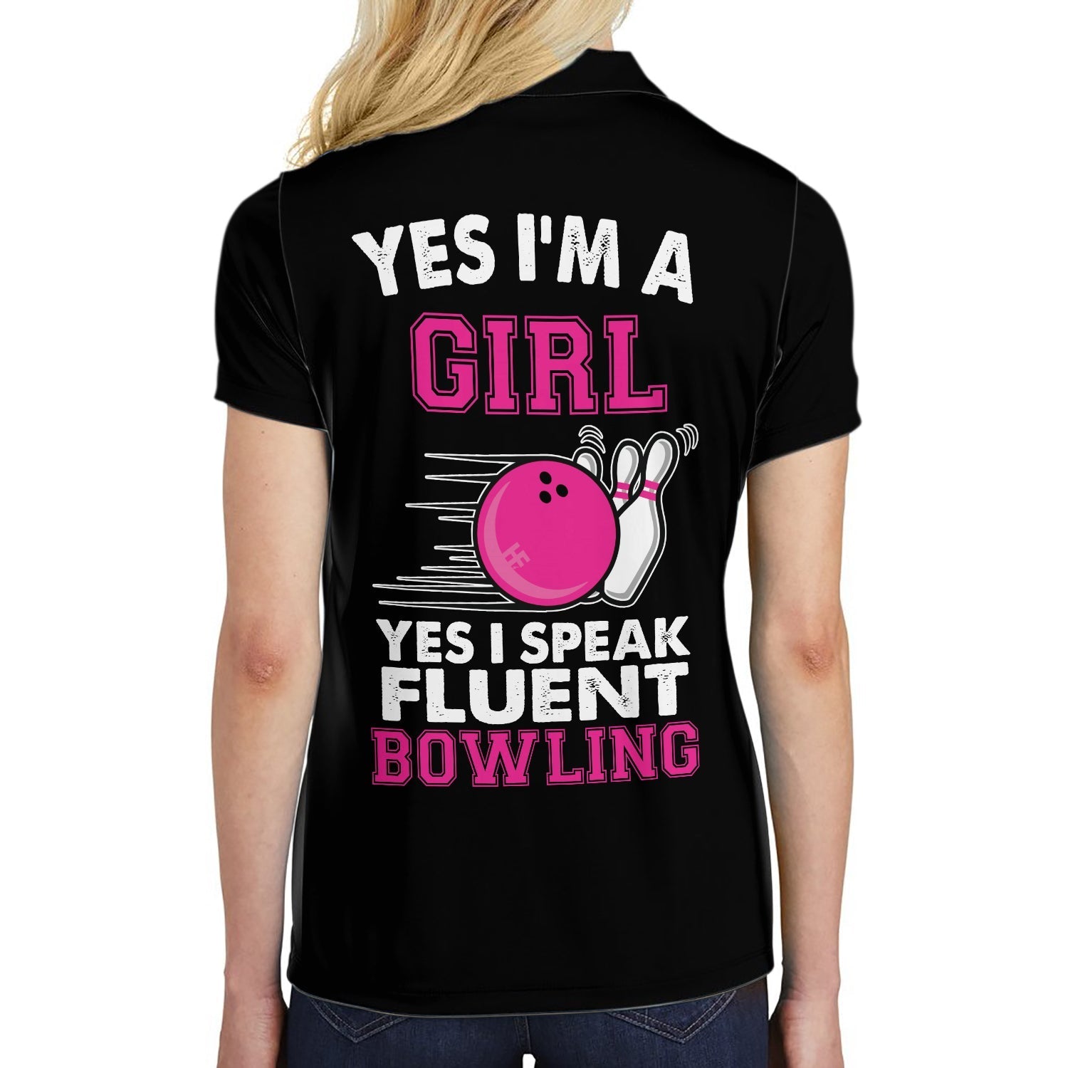 Yes I’M A Girl Yes I Speak Fluent Bowling Short Sleeve Women Polo Shirt, Skull Bowling Shirt With Sayings Coolspod