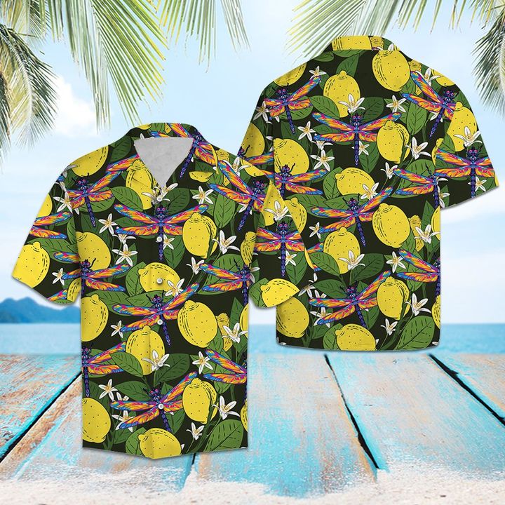 Dragonfly Lemons Hawaii Shirt Summer Button Up For Couple Ha39857