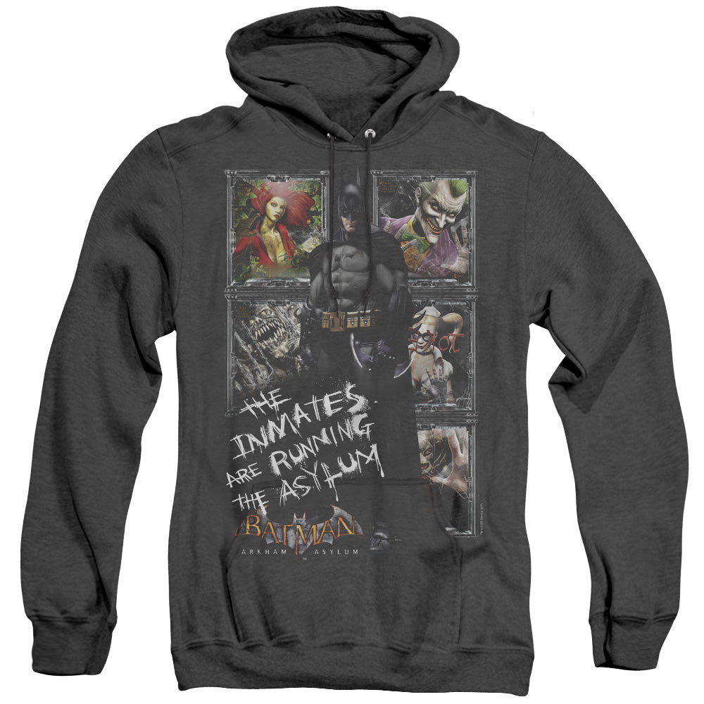 Batman Aa Running The Asylum Heather Mens Hoodie Black