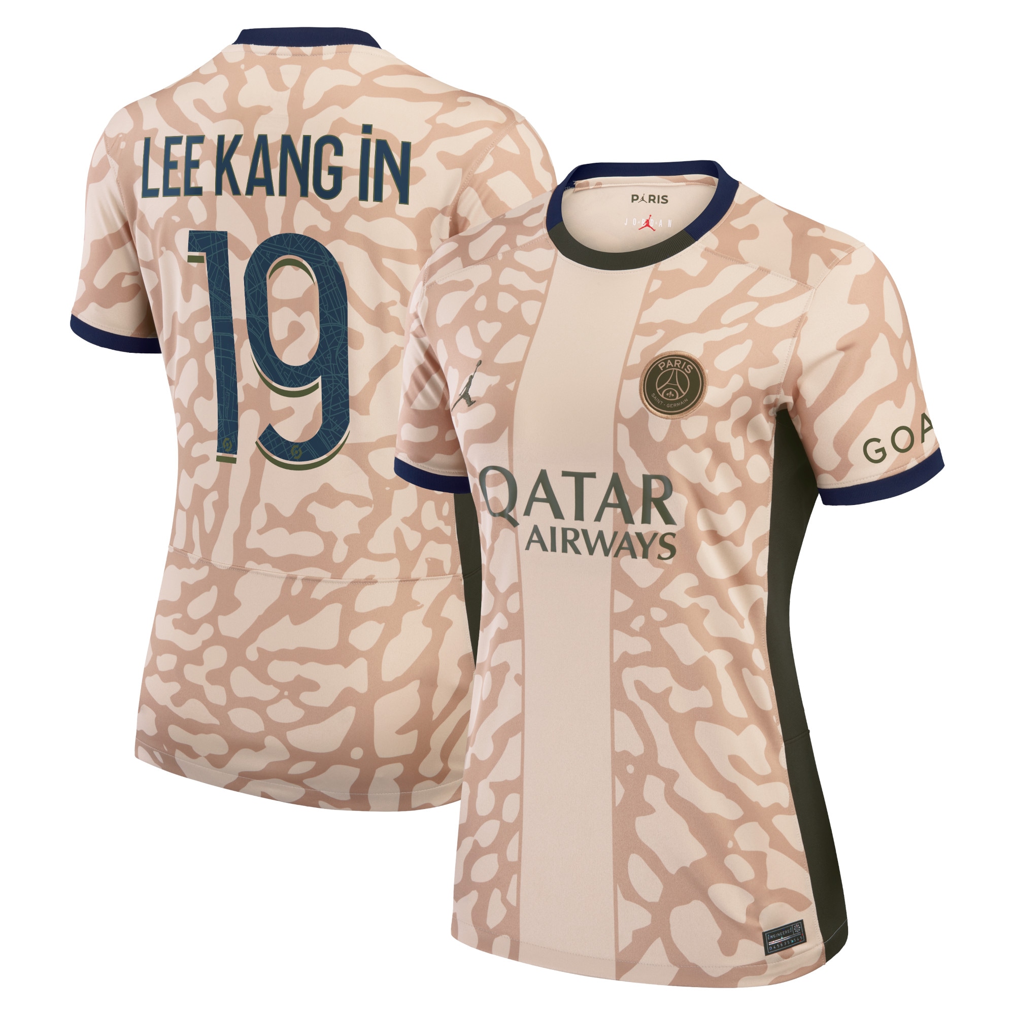 Lee Kang In Paris Saint-Germain Jordan Brand Women's 2023/24 Fourth Stadium Replica Player Jersey  Tan