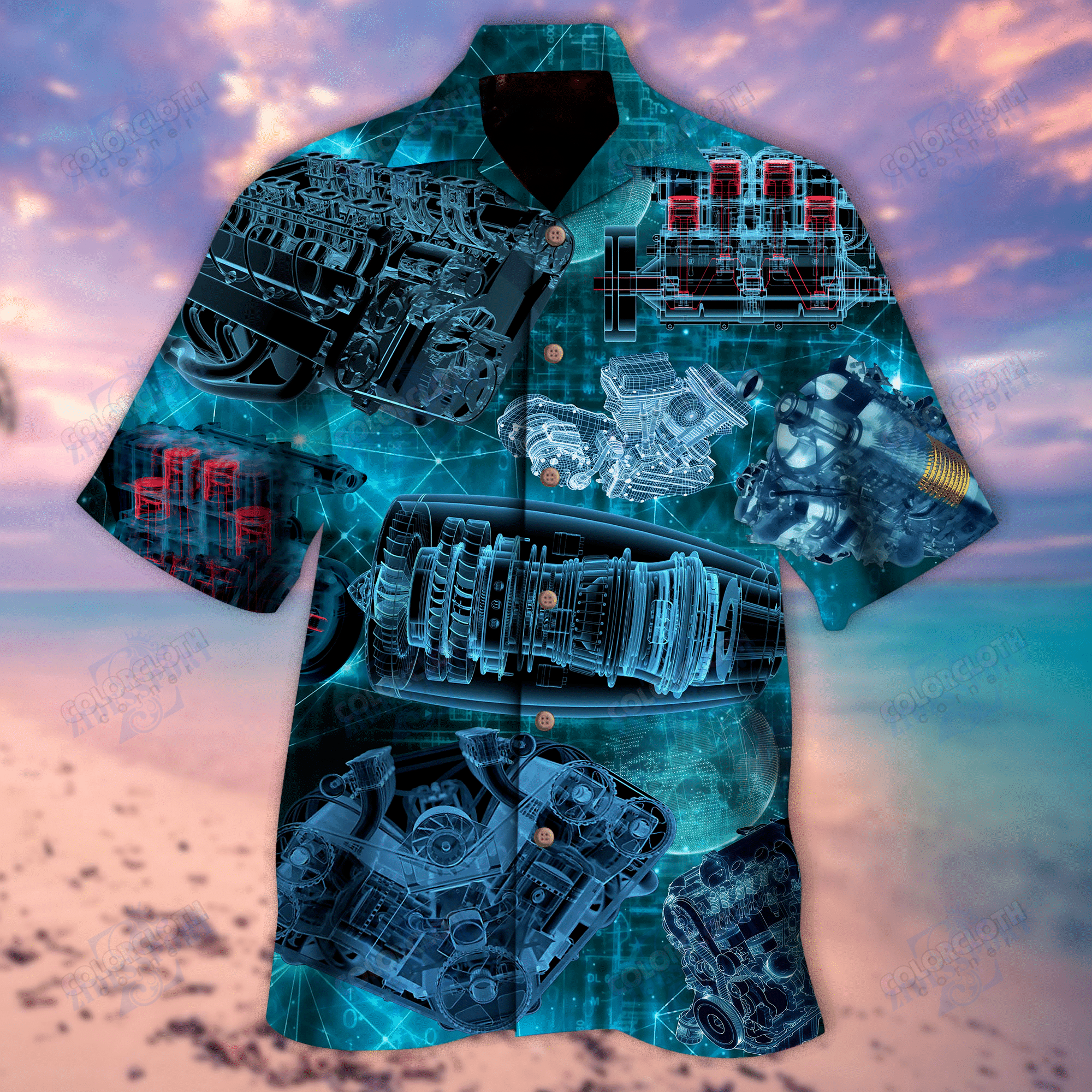 Amazing Blueprint Engines Unisex Hawaiian Shirt Ty245128-Re