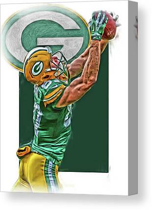 Jordy Nelson Green Bay Packers Oil Art Joe Hamilton Canvas Print