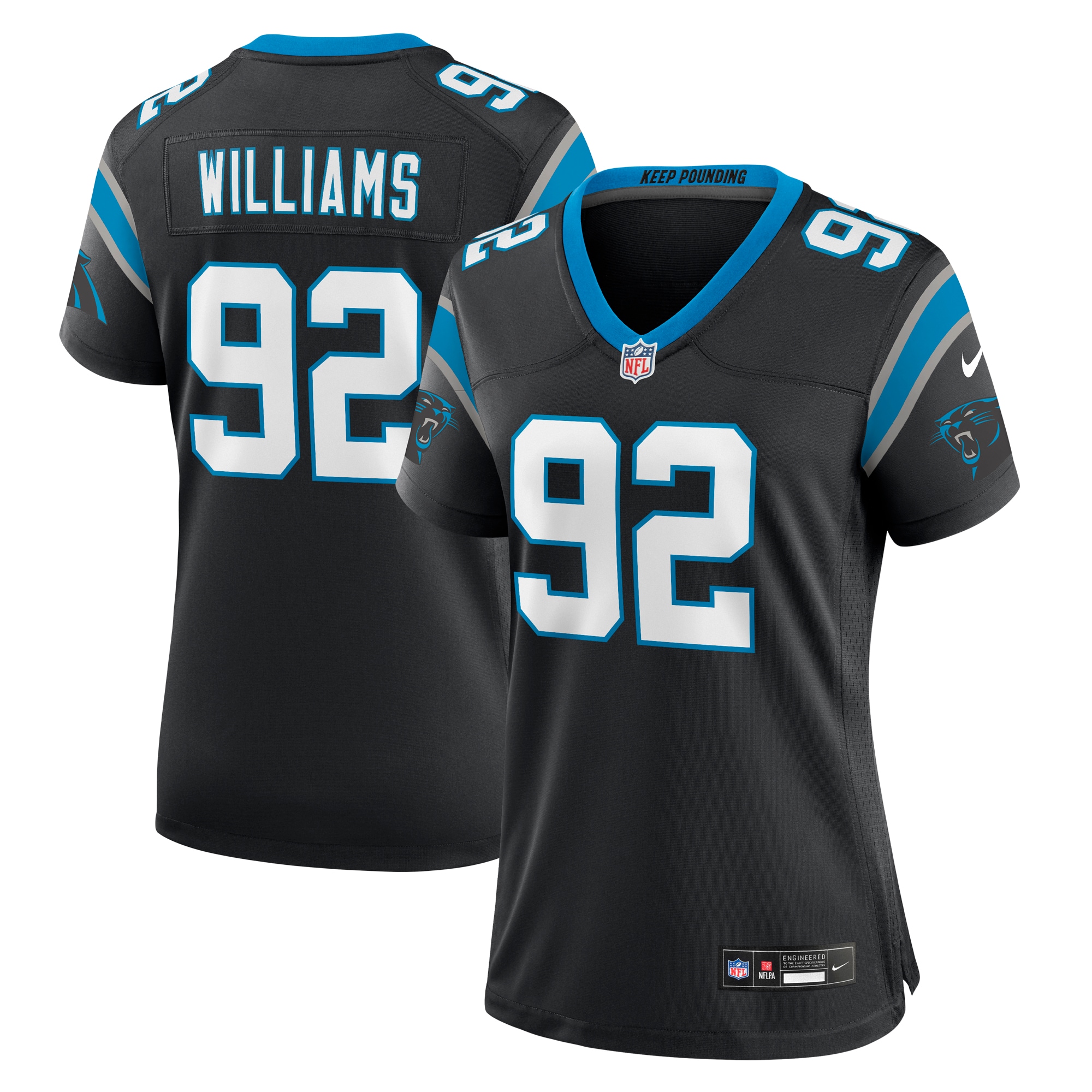 Women’s Carolina Panthers Raequan Williams Black Team Game Jersey