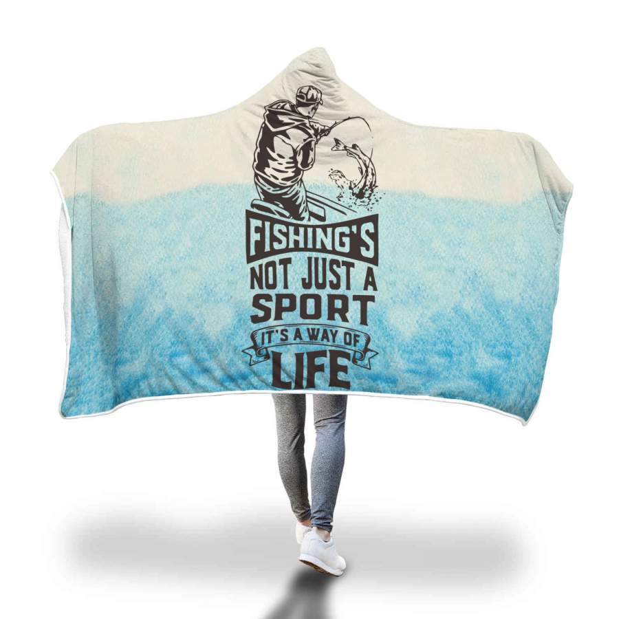 Wozoro Hooded Blanket Fishing It’s A Way Of Life Adult, Youth Size