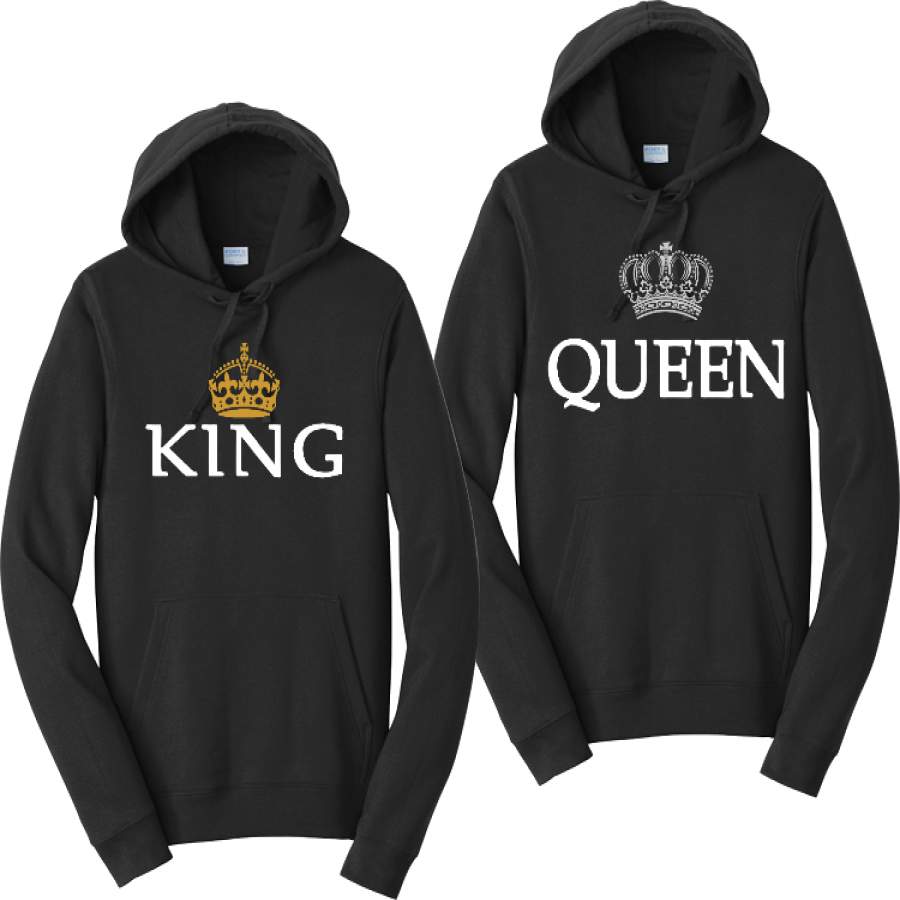 King and Queen Couples Matching Hooded Sweatshirts