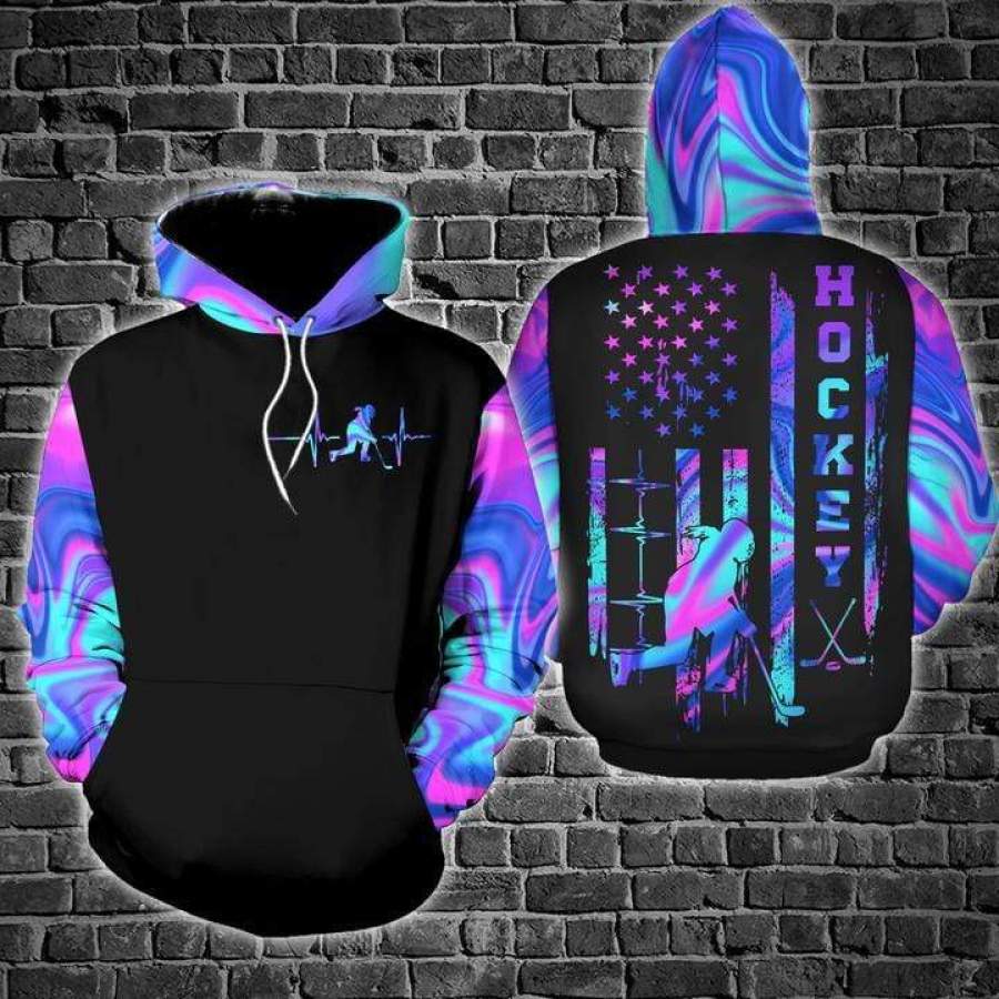 Hockey Girl Holographic Hoodie 3D All Over Print