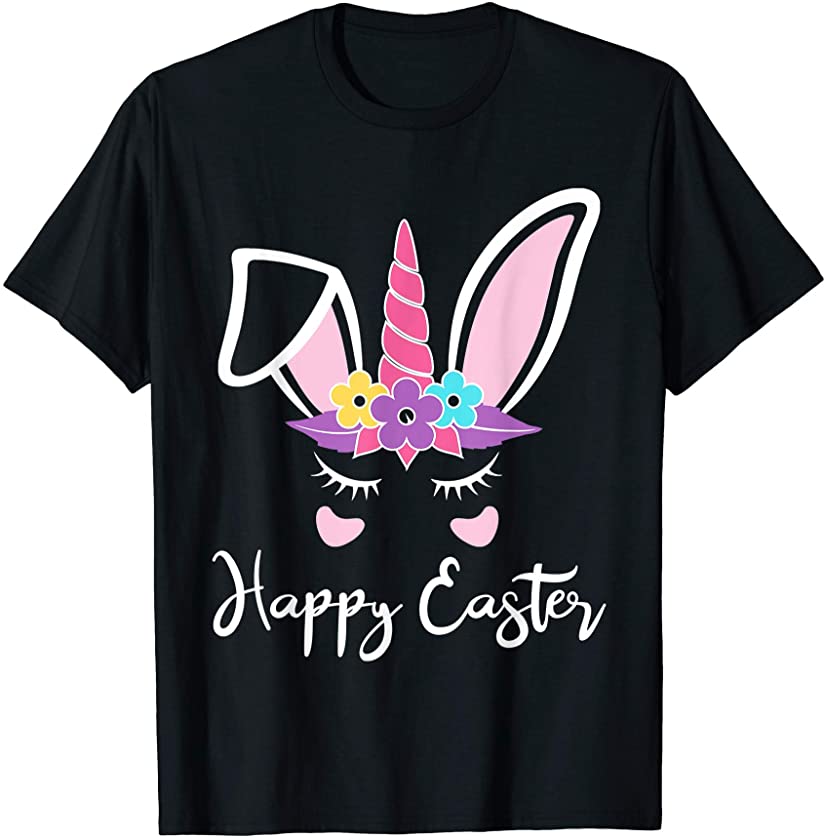 Bunny Unicorn Face Happy Easter Day Rabbit T-Shirt