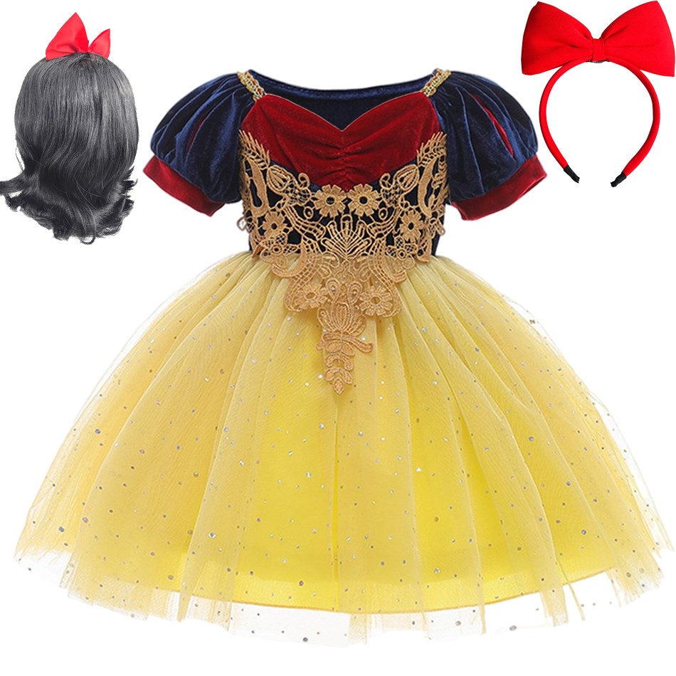 Toddler Princess Dress Little Girls Snow White Christmas Luxury Clothes Kids 2021 Dance Layered Gown Carnival Appliques Vestidos alx