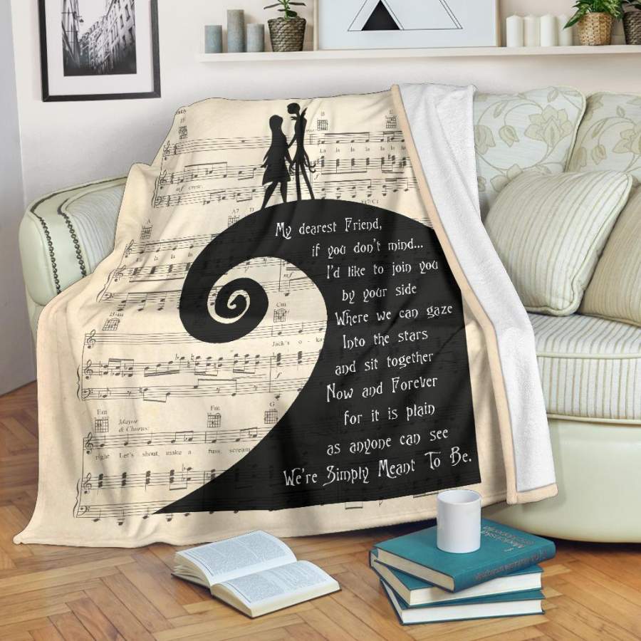 Nightmare Before Christmas Music Lyric Premium Blanket