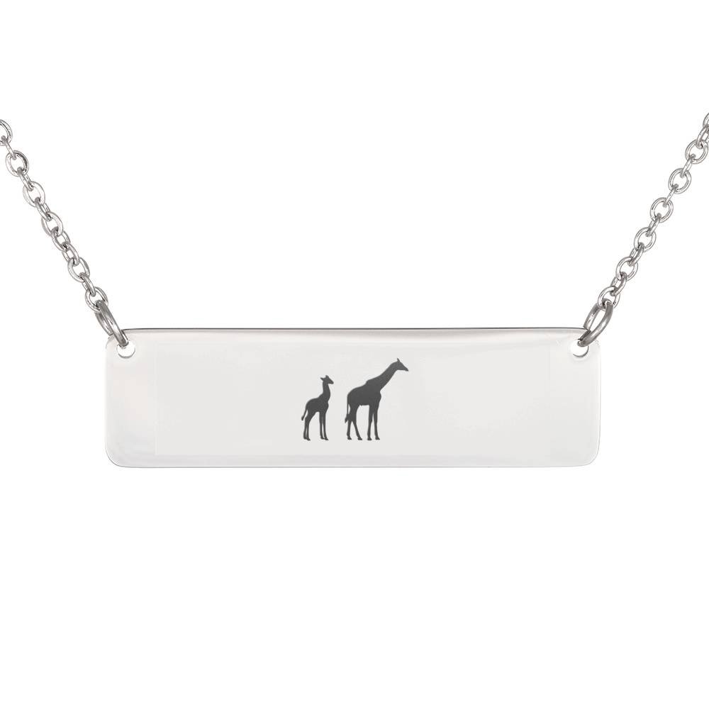 Mama Giraffe With Baby Calf Personalized Necklace