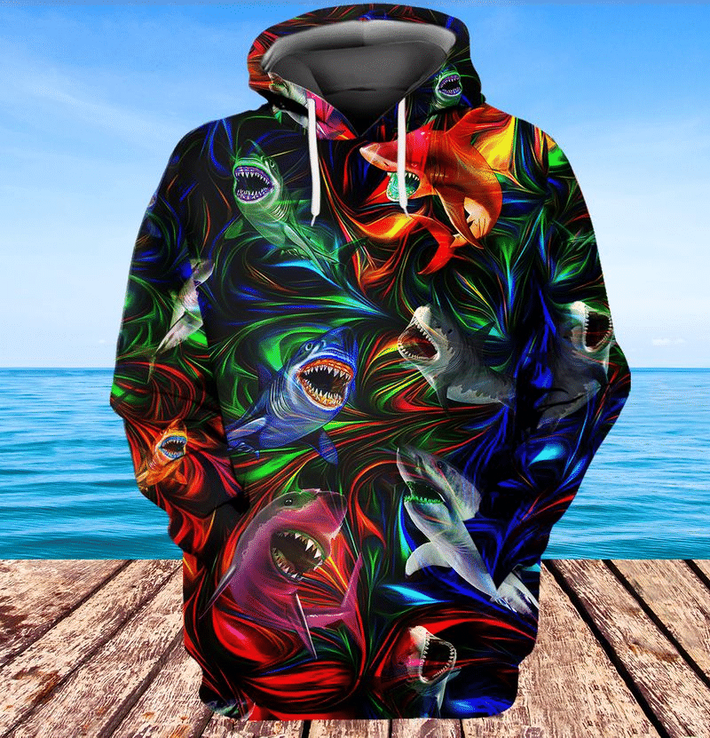 Sharks Attack 3D All Over Printed Zipper Hoodie