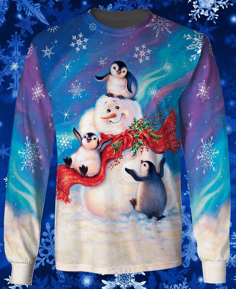 Snowman And Penguins 3D Full Print Sweatshirt