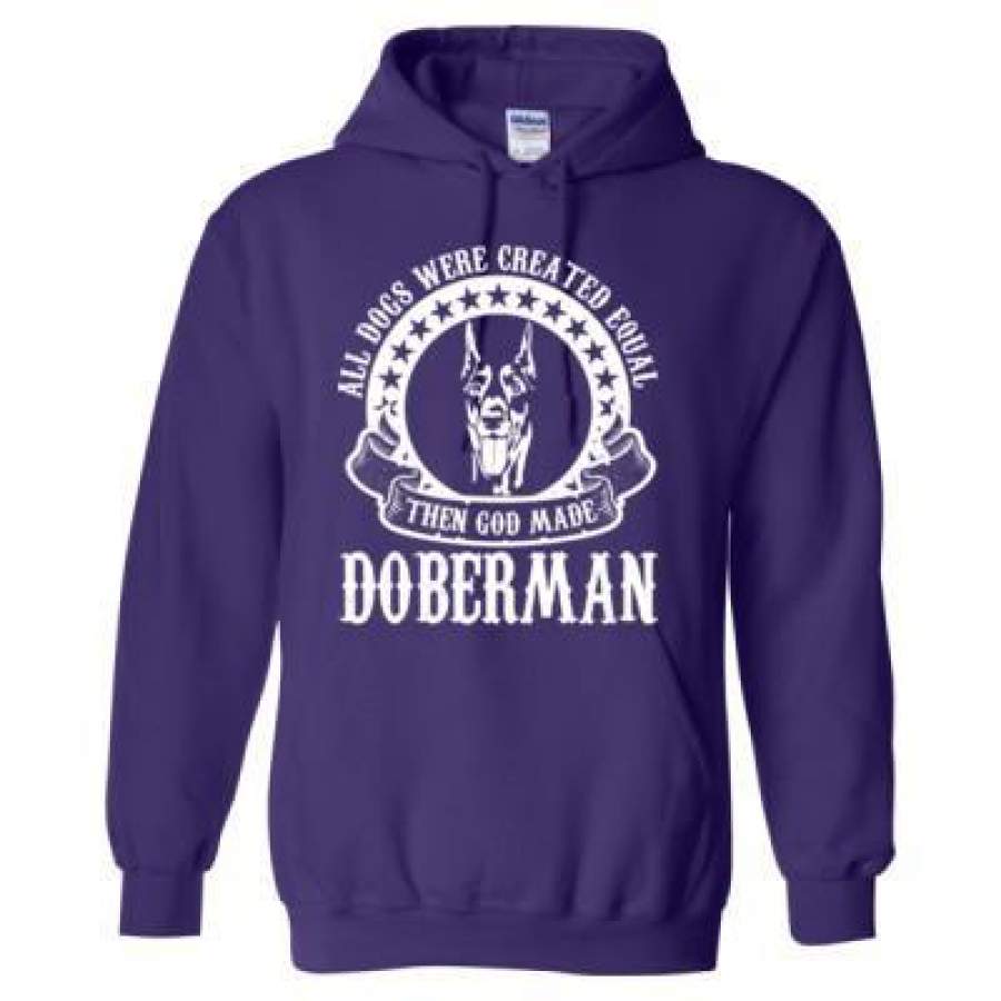 AGR All Dogs Were Created Equal God Made Doberman – Heavy Blend™ Hooded Sweatshirt