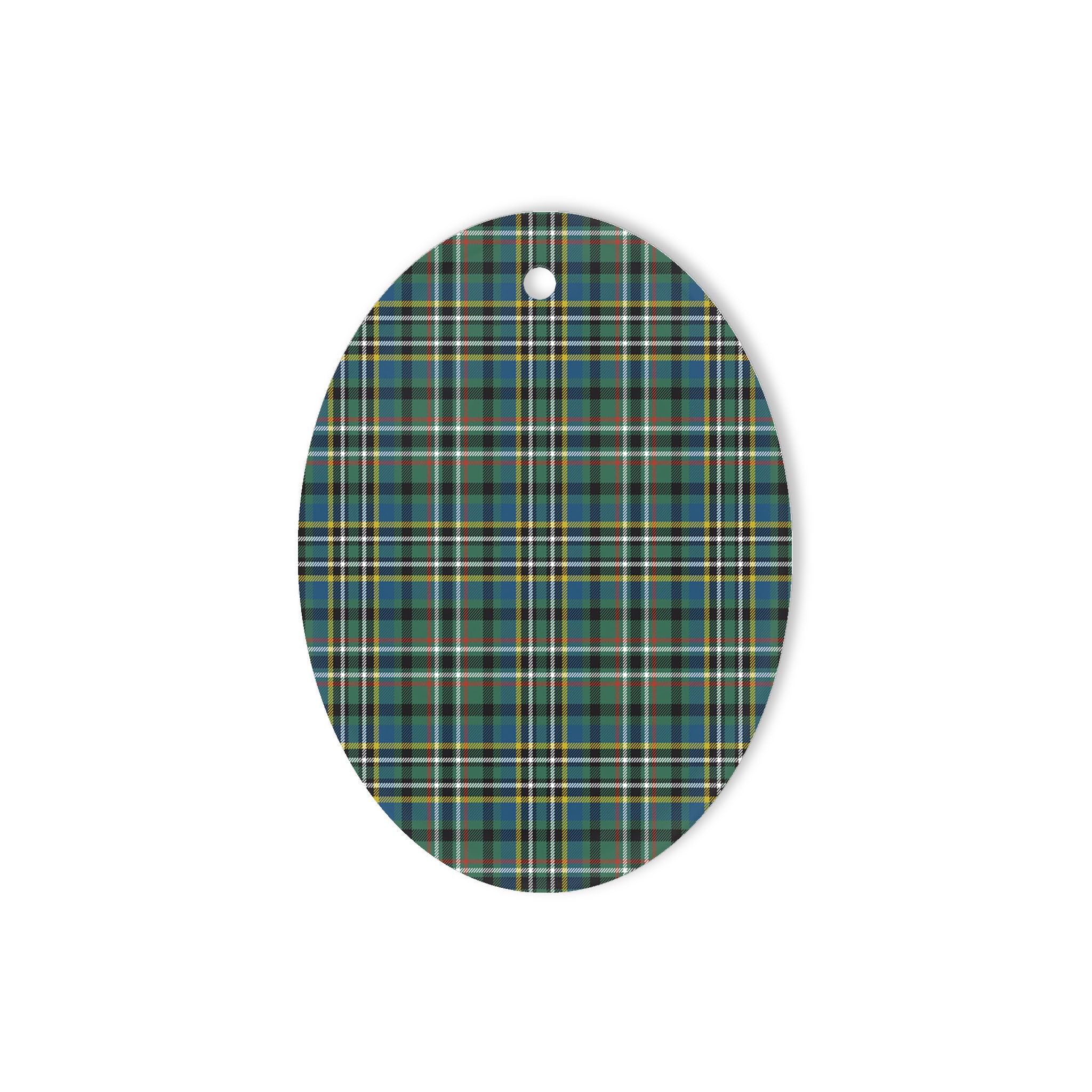 Scott Green Ancient Tartan Oval Ornaments, Christmas Tree Ornament, Plaid Christmas Ornaments, Ceramic Oval Christmas Tree Decoration