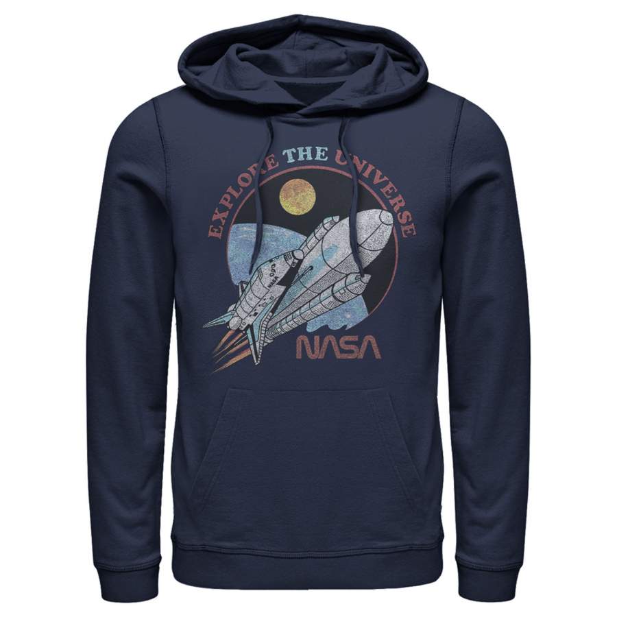 NASA Men’s Explore The Universe Circle Portrait  Lightweight Hoodie